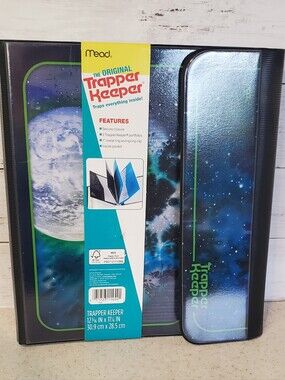 Mead Trapper Keeper Moon Space Galaxy Binder New Retro 3 Ring Clipboard Pockets